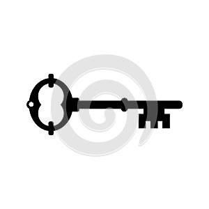 Old key vector icon isolated on white background