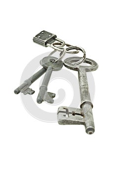 Old keys with mini padlock