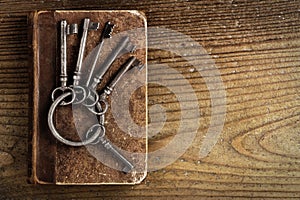 Old keys on a old book