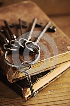 Old keys on a old book