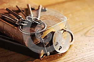 Old keys on a old book