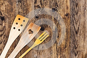 Old kitchen appliances, wood table.