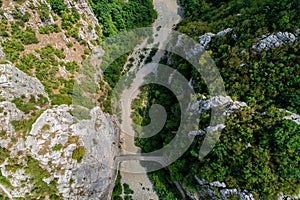 Old Kokkori - Noutsou arched stone bridge on Vikos canyon, Zagorochoria, Greece.