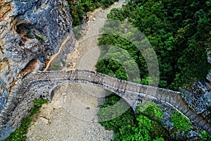 Old Kokkori - Noutsou arched stone bridge on Vikos canyon, Zagorochoria, Greece.