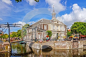 The old Korenbeurs, now a Public Library and a drawbridge in Schiedam, Netherlands.