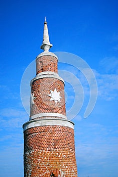 Old Kremlin tower decorated by stars. Kolomna, Russia