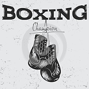 Old label with boxing gloves