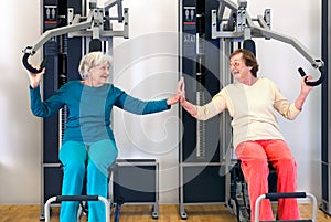 Old Ladies Exercising While Touching their Palms