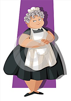 An old lady cook is posing