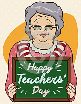 Old Lady Educator Celebrating Teachers