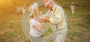 The Old Lady And Gentleman Dancing In The Garden2