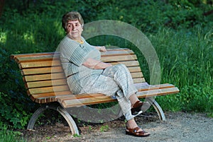 Old lady on park bench