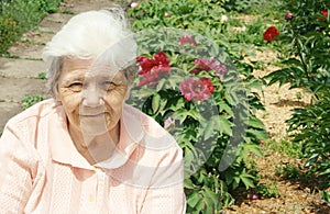 Old lady in peony