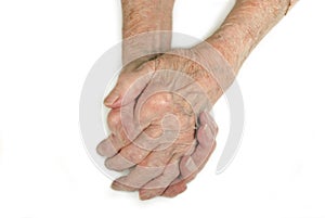 Old Lady's hands clasped