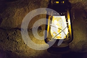 An Old Lamp inside a cave