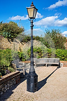 Old lamp post in the Peace Garden adjoining the Wish Tower at Eastbourne, Sussex