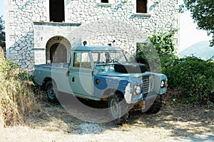 Old landrover defender abandoned greece