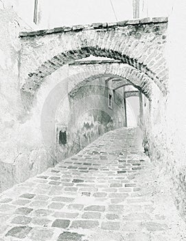 Old lane with graphical effect photo