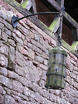 Old lantern in the castle Haut-Koenigsbourg in Alsace