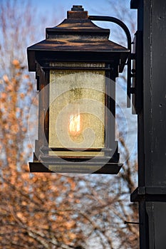 Old Lantern Streetlight with Etched Glass