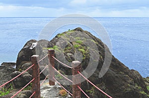 Old Lanyu lighthouse in Kaiyuan harbour, Lanyu township Orchard island, Taiwan