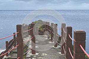 Old Lanyu lighthouse in Kaiyuan harbour, Lanyu township Orchard island, Taiwan