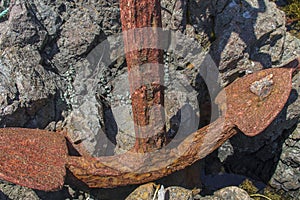 Old large rusty anchor, Newfoundland