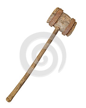 Old large sledge hammer isolated. photo