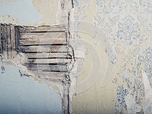 Old lath and plaster wall photo