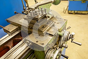 Old lathe. Engine speed control knob