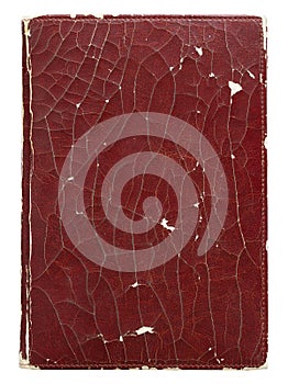 Old leather book cover isolated on white