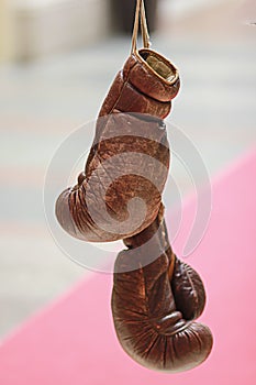 Old leather Boxing gloves