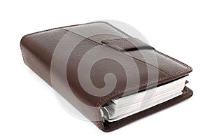 Old leather notebook. Retro style.