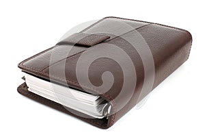 Old leather notebook. Retro style.