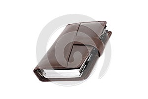 Old leather notebook. Retro style