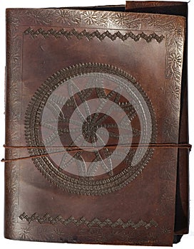 Old leather portfolio isolated