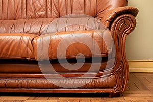 old leather sofa in an old room