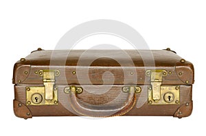 Old leather suitcase isolated