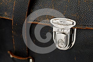 old leather suitcase lock. background image