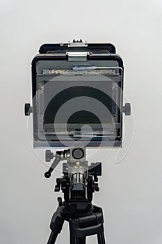 The old lens. Format camera. Cardan camera. Analog camera. Shooting on film or on paper. Retro camera