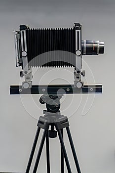 The old lens. Format camera. Cardan camera. Analog camera. Shooting on film or on paper. Retro camera