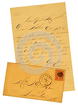 Viejo una carta a sobre de 1865 