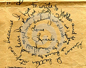 Old letter handwriting detail