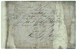 Old letter with handwritten text. grunge paper background