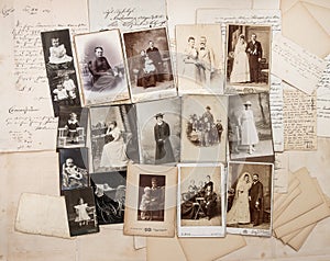 Old letters and antique family photos