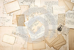 Old letters, handwritings and vintage postcards