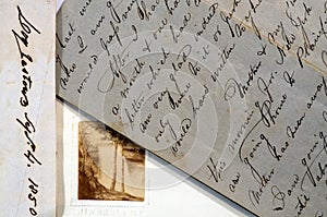 Old letters with script writing