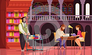 Old Librarian Book Composition