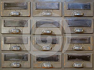 Old library drawer closeup - vintage cabinet