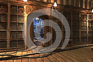 Old library energy preload, complete scene for background. photo